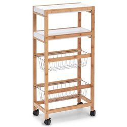 Konyhai kocsi, bambusz tálalóasztal, gurulós bár.