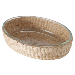 Tűzálló üveg sütőedény OVAL + fonott kosárka