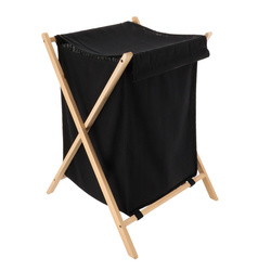 SKANDIA textil mosókosár, zárható, fa váz, 90 l