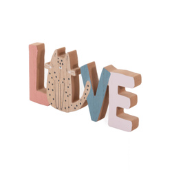 Álló dekoráció gyerekszobába Felirat és cica, fa, 28 x 2,5 x 12 cm