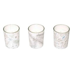 Illatos gyertyák ünnepi mintával, Ø 5 cm, 3 db.