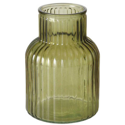 RELEA üveg váz, zöld, bordázott üveg, 20 cm