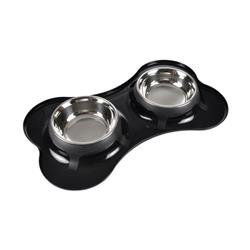 Két részes kutyatál csont alakú, rozsdamentes acél, Ø 14 cm