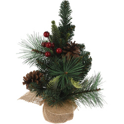 Kis műfenyő természetes díszítéssel, 30 cm