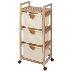 ACINA fürdőszobai szekrény három textil tárolóval, akácfa, WENKO