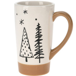 Nagy téli bögre fenyőfás mintával, 520 ml