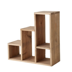 Dusk álló fa polc, kínai fenyő, többszintes, 38 x 38 cm