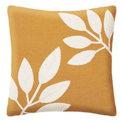 Lour dekoratív párna, hímzett levélminta, pamut, 40 x 40 cm