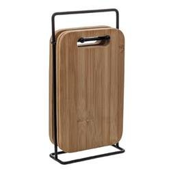 Fém állványon lévő bambusz vágódeszkák, 4 darab