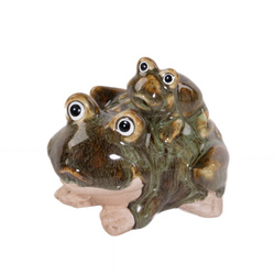 Béka figura, kerti dekoráció, 10 x 11 cm