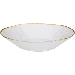 Üvegből készült mély tányér arany szegéllyel, DATURA, 20 cm