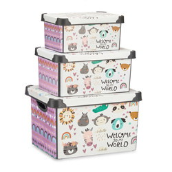 Üdvözlő, 3 dobozos fedeles játék tároló készlet