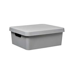 Zárható fedeles tárolóedény, szürke, 11 l
