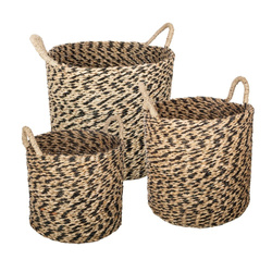 Dekoratív kerek kosarak fogantyúkkal, 3 méretben