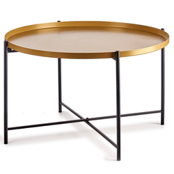 Alacsony kávézóasztal arany tetejével, Ø 76,5 cm