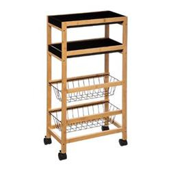 Bambusz konyhai kocsi, 2 kosár és kivehető tálcák