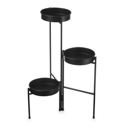 Fekete fém virágtartó 3 virágnak, magassága 61,5 cm