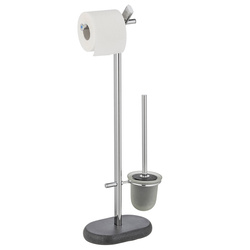 Toalettpapír- és WC-kefe tartó PURO, 2 az 1-ben, rozsdamentes acél, WENKO