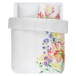Párna- és takaróhuzat szett 2 fő részére, selyemhatású díszpárnahuzatokkal, 100% pamut - virágmintás, 200 x 220 cm, Essenza
