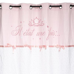 Feliratú függöny, rózsaszín árnyalatok, poliészter, 140 x 260 cm, rózsaszín