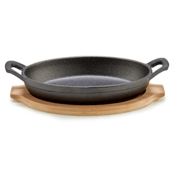 Ovális vas edény bambusz talapzaton SLATE, 12 x 22 x 5 cm