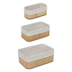 VINNO fehér bambusz tárolókosár szett