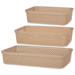 Műanyag tároló kosarak, 3 darabos készlet.