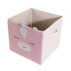 Textil tároló a játékoknak Egyszarvú, szarvval és füllel, 32 x 32 x 30 cm