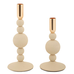 ASTER 2-részes gyertyatartó-készlet virágos reliefdísszel, 20 cm & 25 cm magas