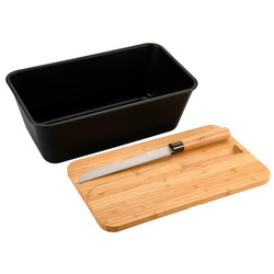 Bambuszfedeles kenyértartó és kenyérvágó kés, 35 x 20 cm