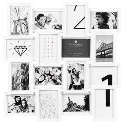 Képkeretek, kollázs, 16 elem, fehér