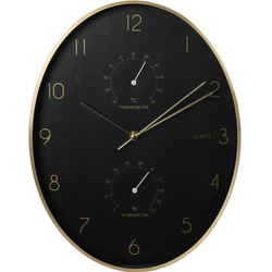 Fali óra alumíniumból hőmérővel és páratartalom-mérővel