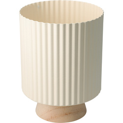 Fém virágtartó hullámos széllel, fából készült talapzaton, NORD, Ø 18 x 23 cm