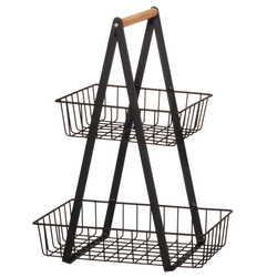 Kétszintes tároló bambusz fogantyúval