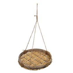 Bambusz és rattan függő virágtartó, Ø 30,5 x 50 cm