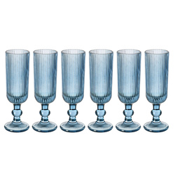 Rövid pezsgőspoharak LINES, bordázott üvegből, 6 darabos készlet, 160 ml