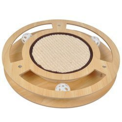 Interaktív macska játék, Ø 35 cm, kerek, kaparóval és labdákkal.