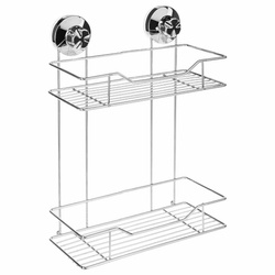 Fürdőszobai polc, tapadókorongos, 2 szintes, krómozott acél, sarok.