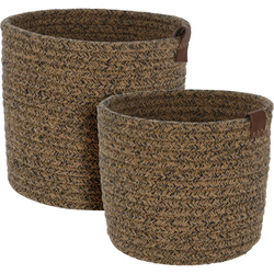 Kerek tárolókosarak, pamutból fonva, 2 darab