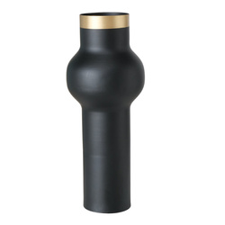 Fekete VARNJO váza arany díszítéssel, 30 cm