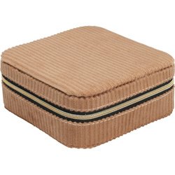 Ékszertartó doboz, kordbársony, 12 x 12 x 5 cm