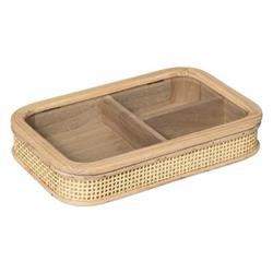 Rattan díszítésű ékszertartó doboz, 28 x 18 cm