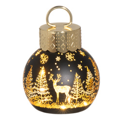 LED lámpa gömb alakú rénszarvassal, Ø 10 cm