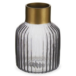 Csíkozott váza arany díszítéssel, magassága 18 cm