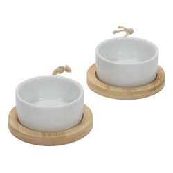 Snack készlet, öntetek és előételek - 2 kerek porcelán tálka tálcán