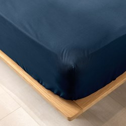 BIOLINA gumis lepedő, pamut, 180 × 200 cm, sötétkék