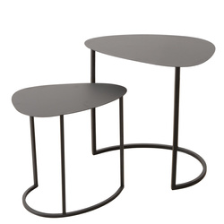 Két darab JERRY fém kávézóasztal, csepp alakú