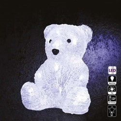 Kültéri fénydísz, akril mackó, 16 LED