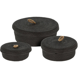 Dekoratív tárolókosarak, juta fedéllel, 3 darab