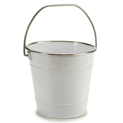 Vödör típusú virágcserép, cink, fehér, Ø 16 cm